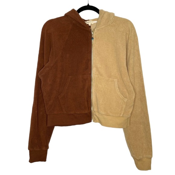 Donni Tan Brown Brushed Terry Duo Zip Up Hoodie - Small - Picture 2 of 12